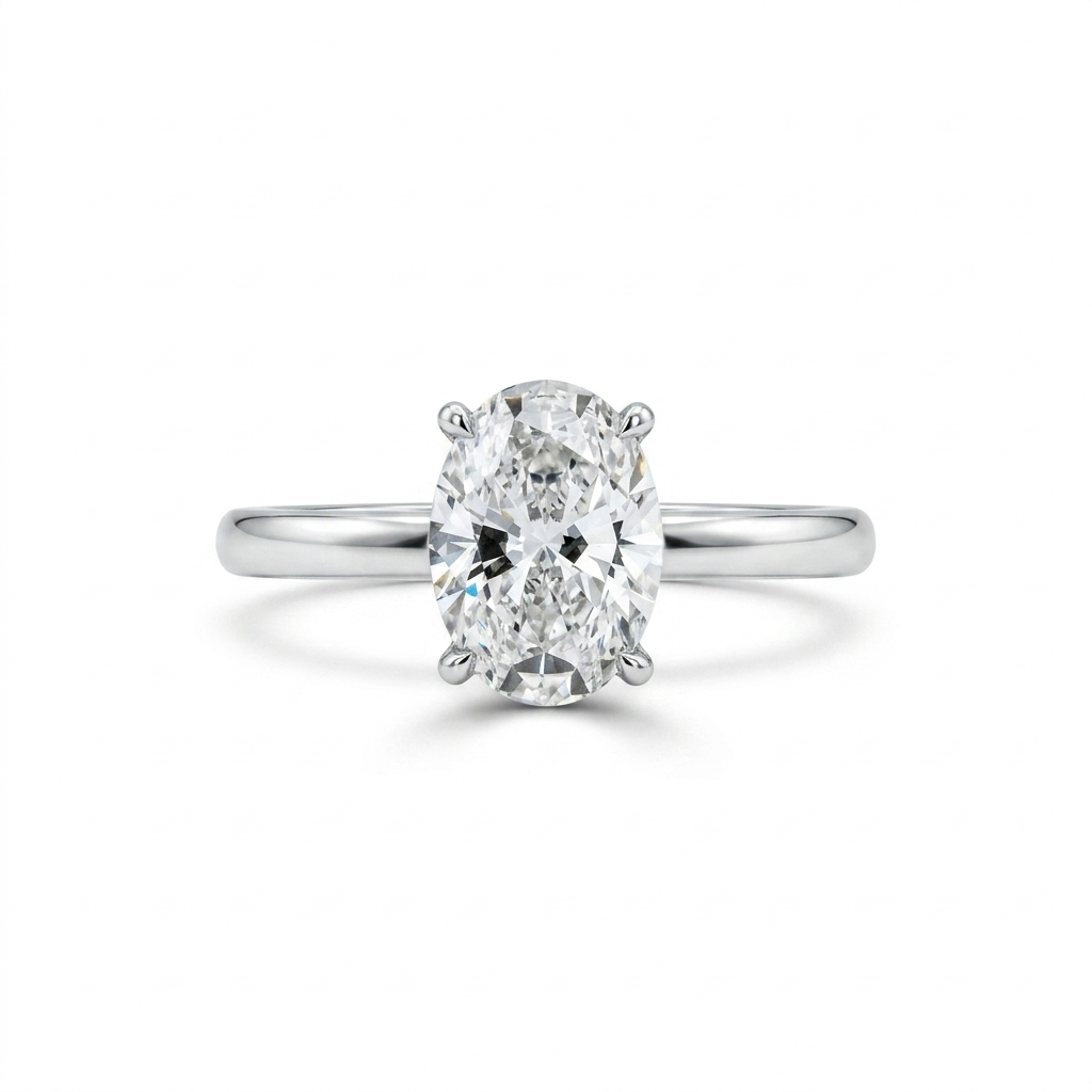 Lab Diamond Collection - 1.5ct Oval Cut Diamond Ring with Hidden Halo