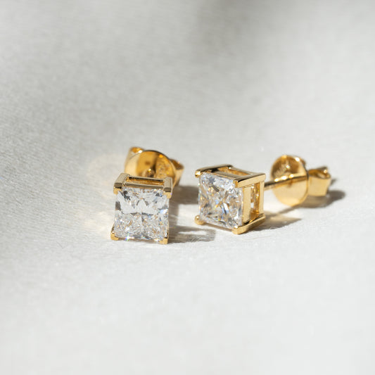 Lab Diamond Collection - 1ct Princess Cut Solitaire Earrings
