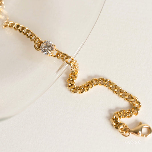 Lab Diamond Collection - Cuban Chain Bracelet with Round Diamond