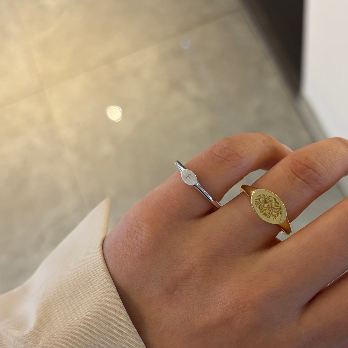 Initial Letter Signet Ring - Oval Shape Mini