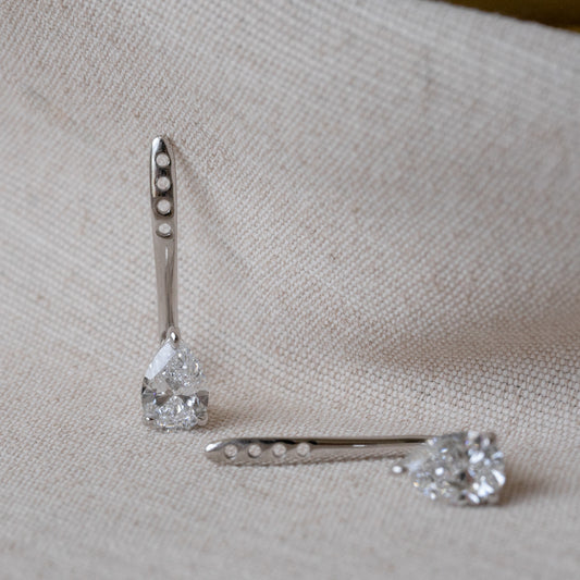 Lab Diamond Collection - 1ct Pear Diamond Pointing Up Earring Jacket
