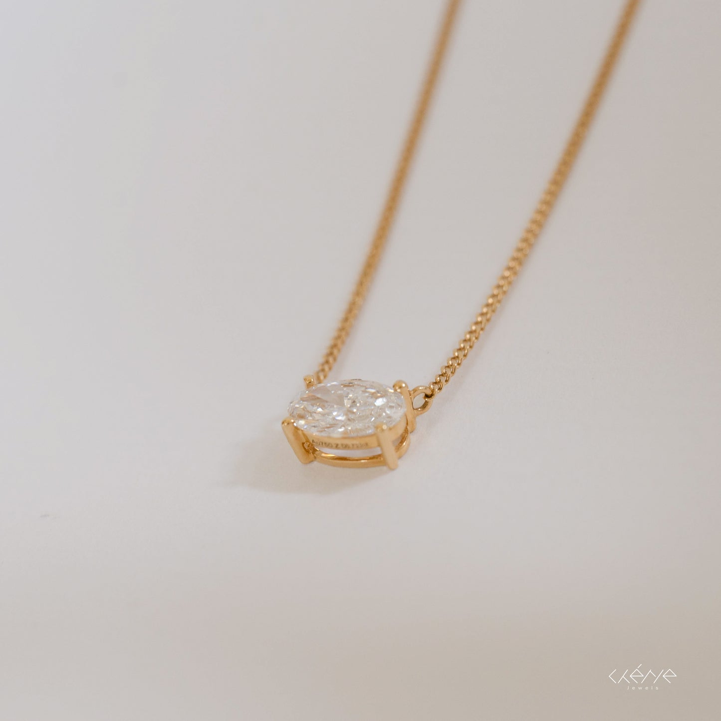 Lab Diamond Collection - Cuban Link Necklace with Oval Cut Diamond