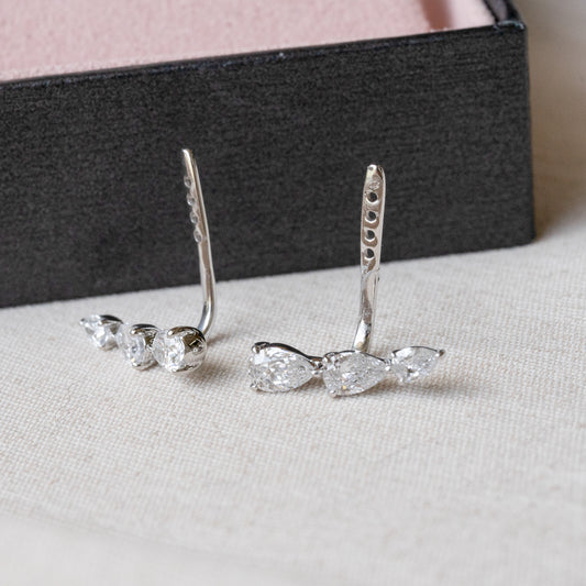 Lab Diamond Collection - Three Pear Diamond Earring Jacket