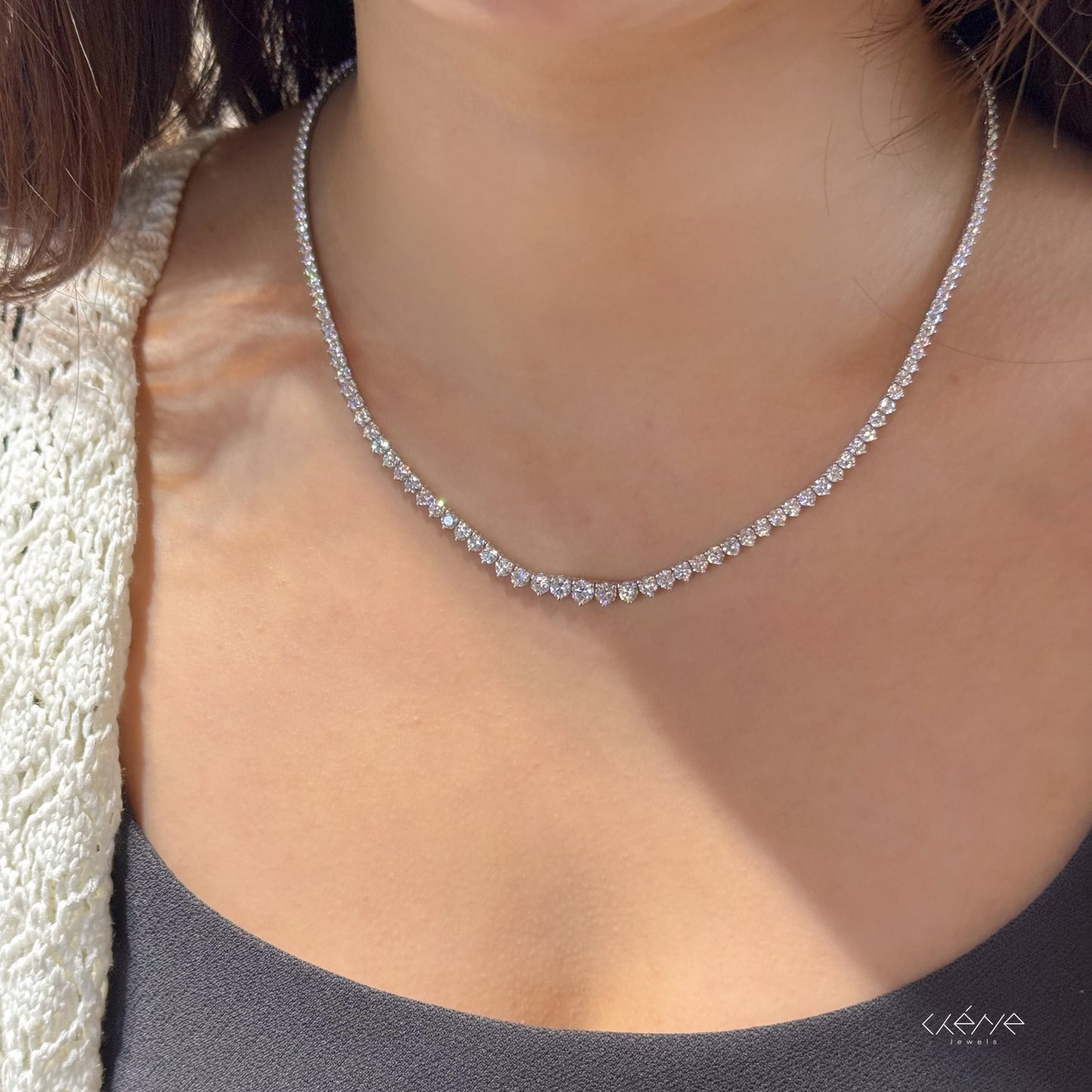 Lab Diamond Collection - Gradual Size Tennis Necklace