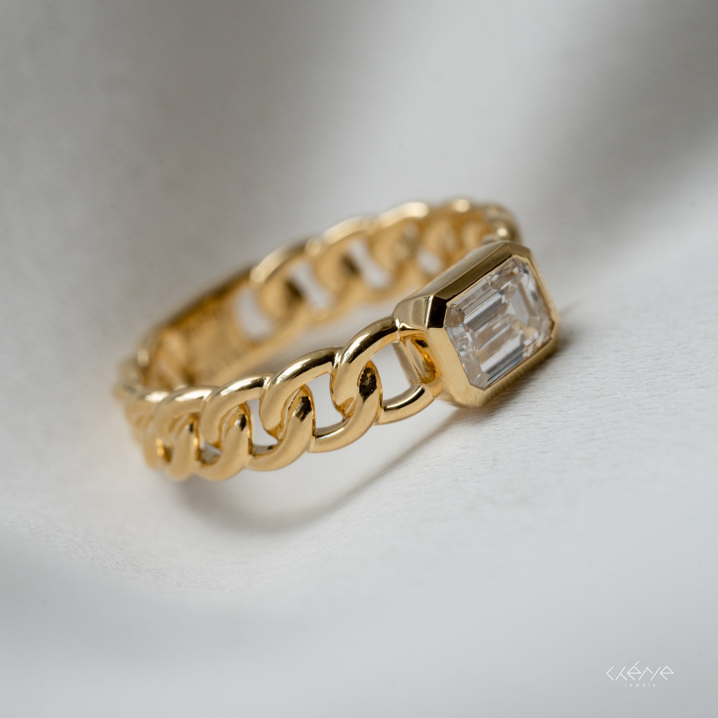 Lab Diamond Collection - Cuban Link with Emerald Cut Diamond Ring