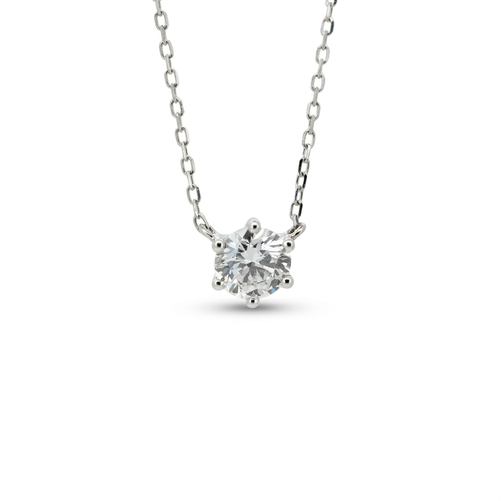 Lab Diamond Collection - 0.50ct Round Diamond Six Prong Setting Solitaire Necklace