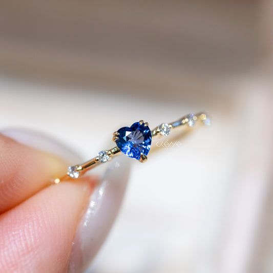 Heart Shape Blue Sapphire Diamond Ring