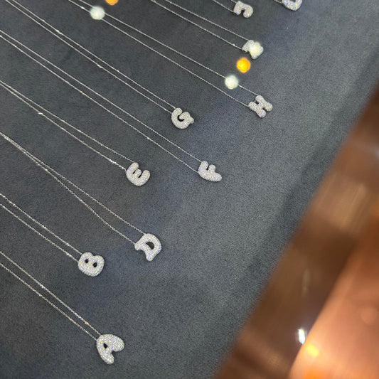 Bubble Initial Diamond Necklace 字母頸鏈 - Letter A - Z