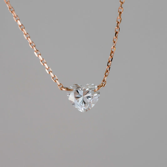 Lab Diamond Collection - 0.50ct Laser Floating Heart Diamond Necklace