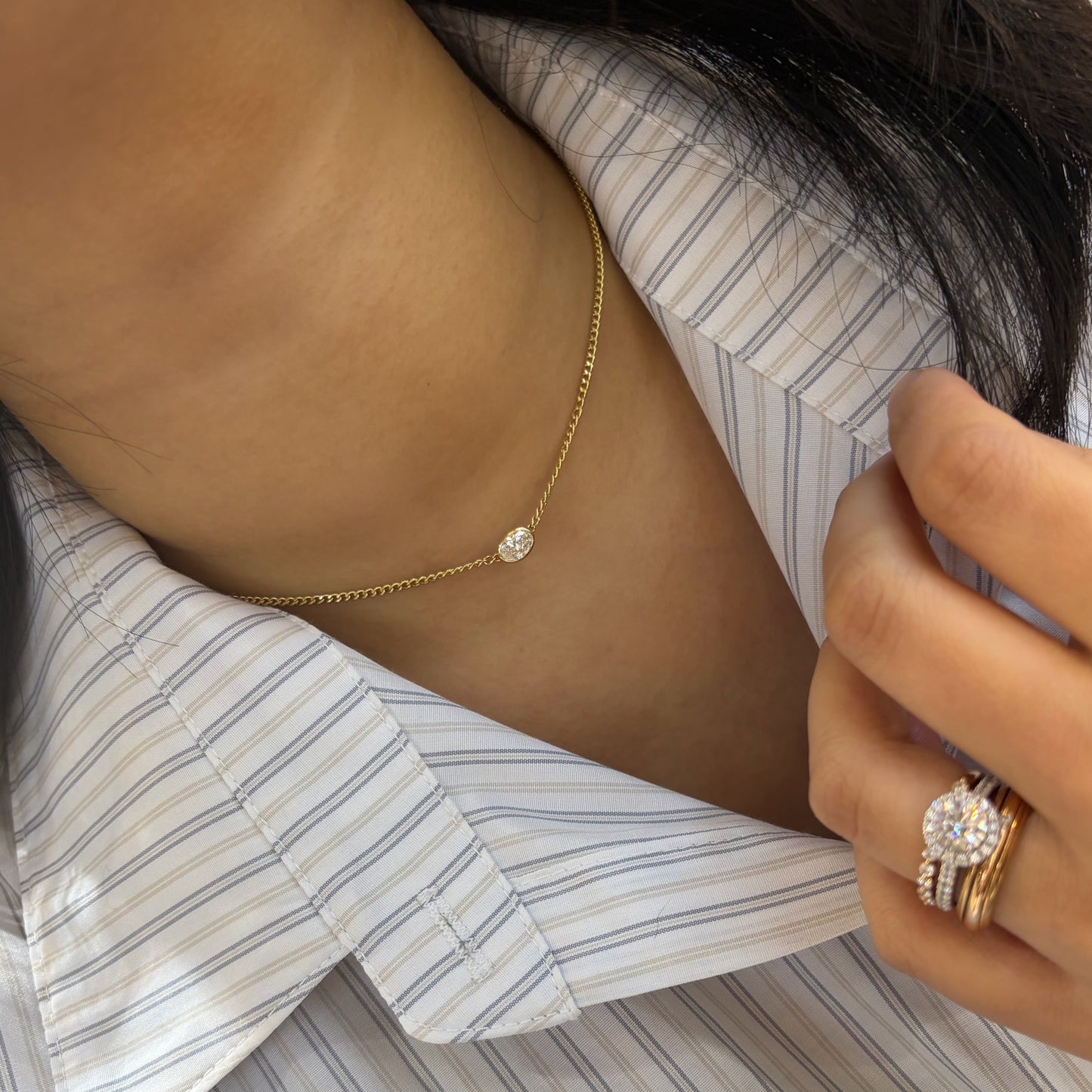 Lab Diamond Collection - Mini Cuban Link Chain Necklace 0.50CT