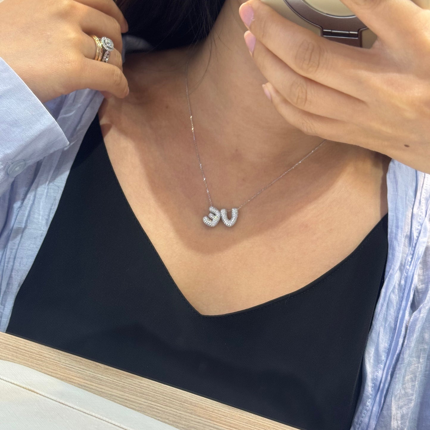 Bubble Initial Diamond Necklace 字母頸鏈 - Letter A - Z