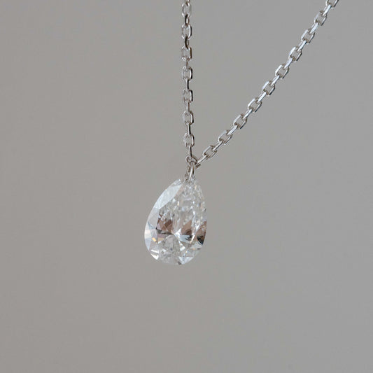 Lab Diamond Collection - 0.50ct Laser Floating Pear Diamond Necklace