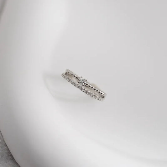 Perlee Double Stacked Round Shaped Diamond Ring