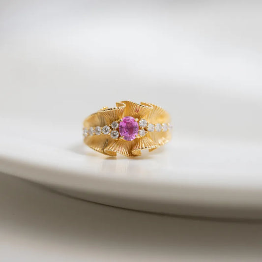 Ruffle Ring - Pink Sapphire