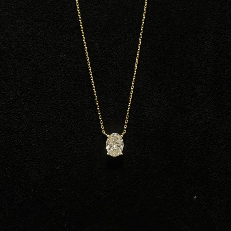 Lab Diamond Collection - 1ct Oval Shape Solitaire Diamond Necklace