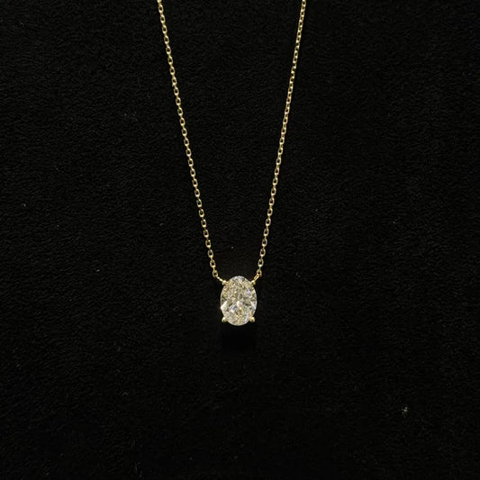 Lab Diamond Collection - 1ct Oval Shape Solitaire Diamond Necklace