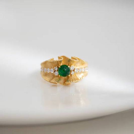 Ruffle Ring - Green Emerald
