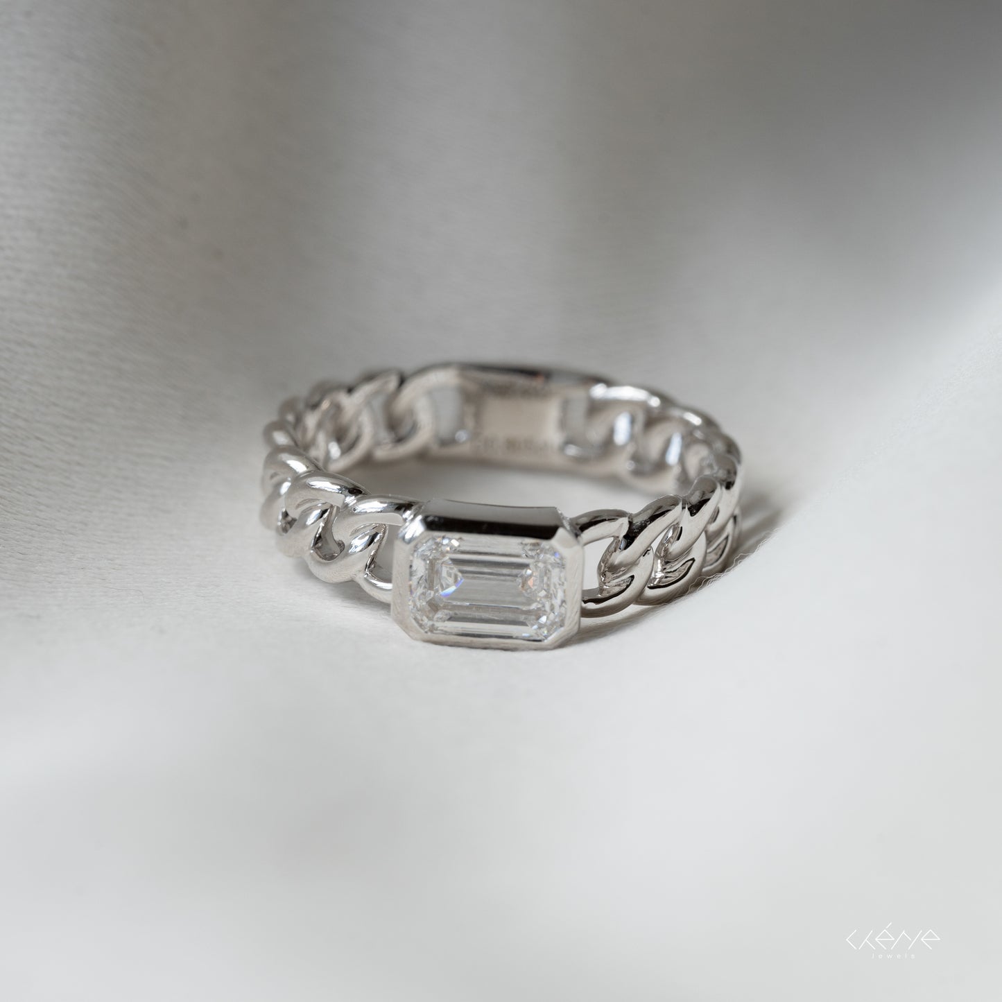 Lab Diamond Collection - Cuban Link with Emerald Cut Diamond Ring