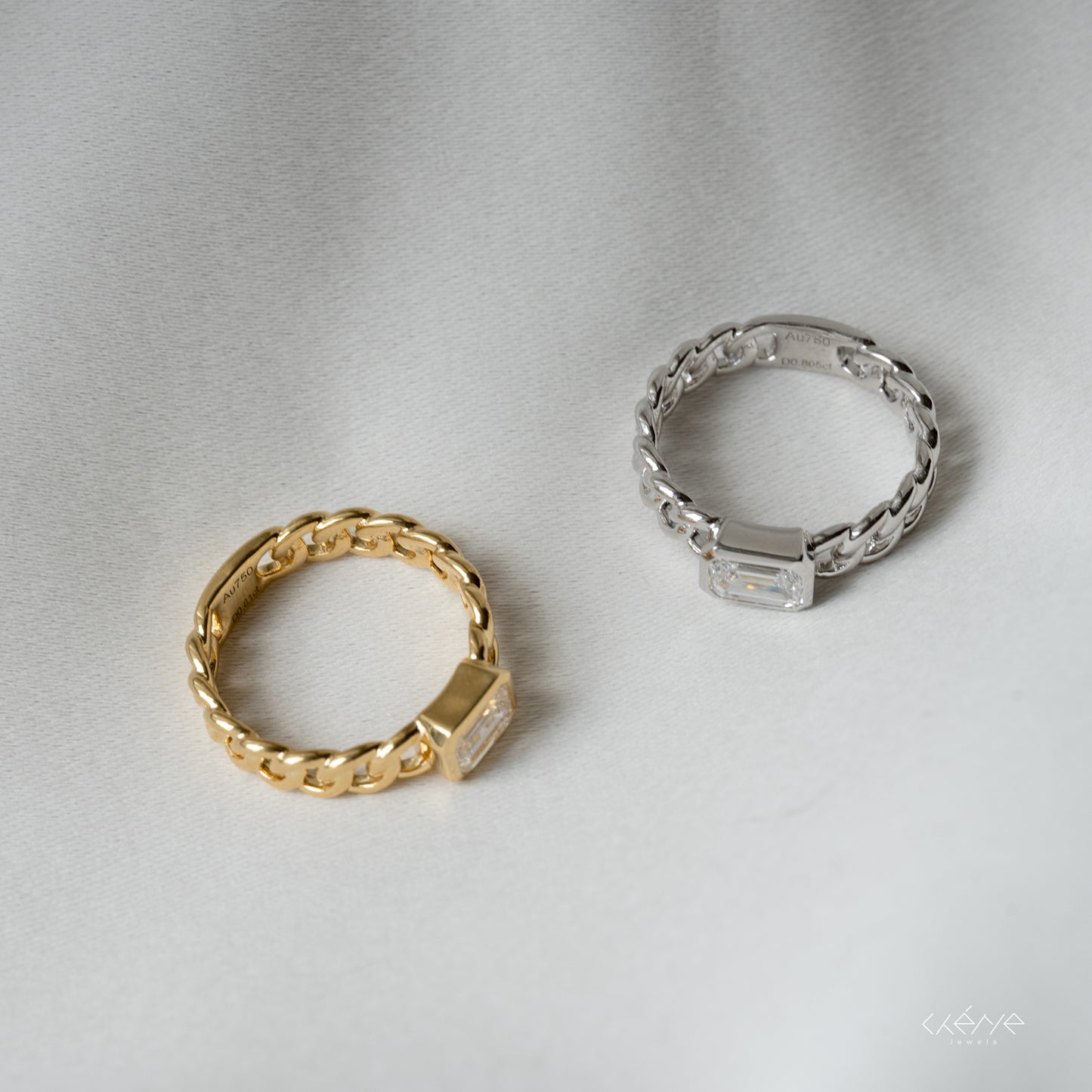 Lab Diamond Collection - Cuban Link with Emerald Cut Diamond Ring