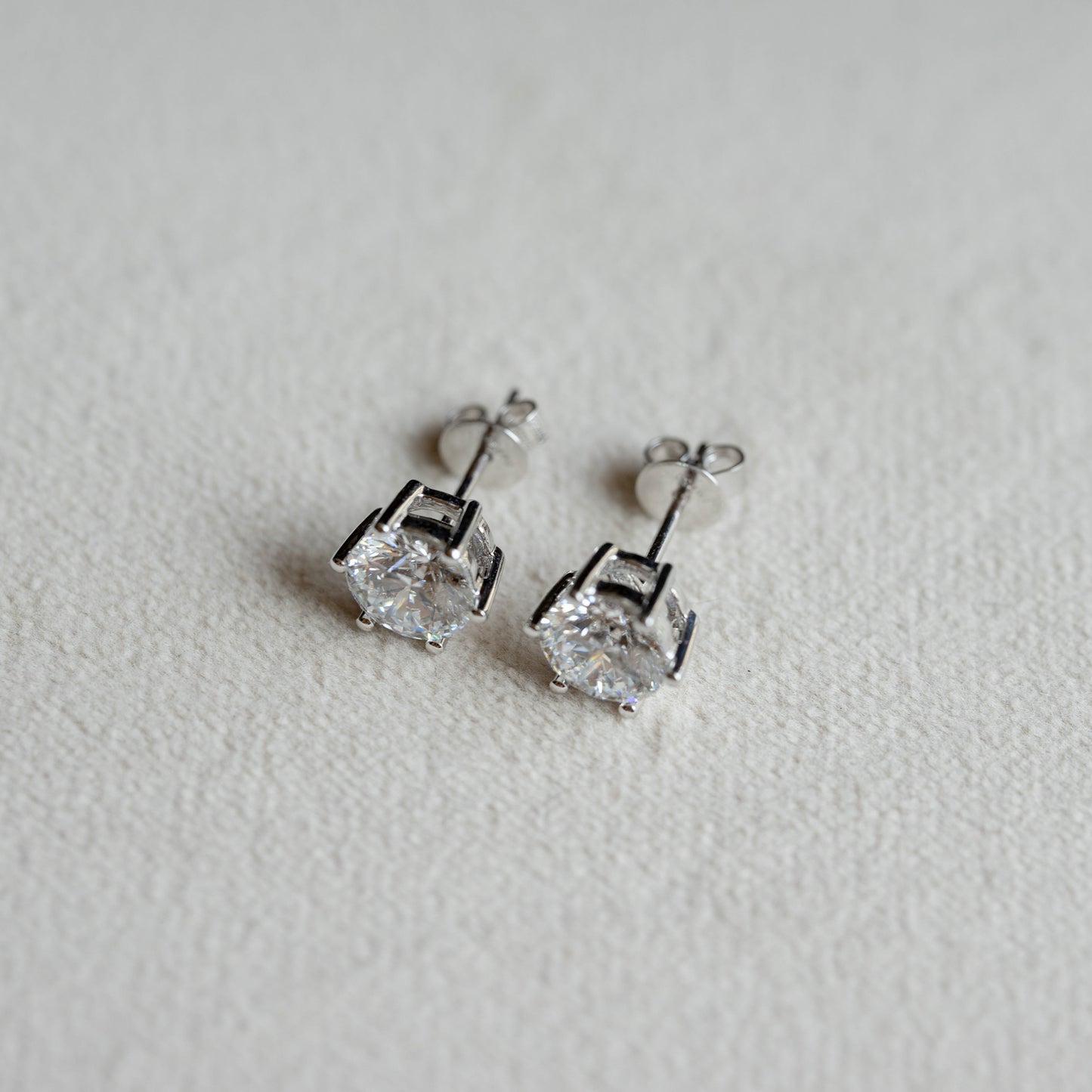 Lab Diamond Collection - 2ct Solitaire Six Prong Setting Round Diamond Earrings