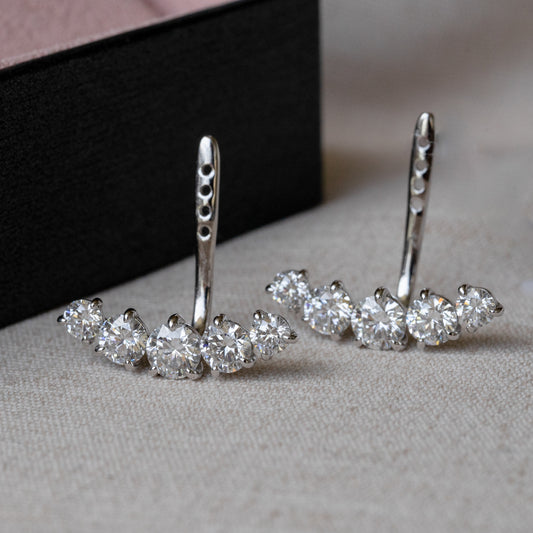 Lab Diamond Collection - Five Round Diamond Earring Jacket