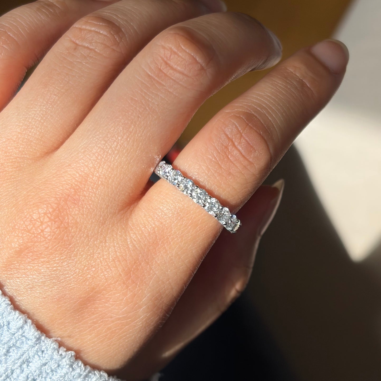Lab Diamond Collection - 360 U Setting Round Cut Full Eternity Band with Pave Edge Ring