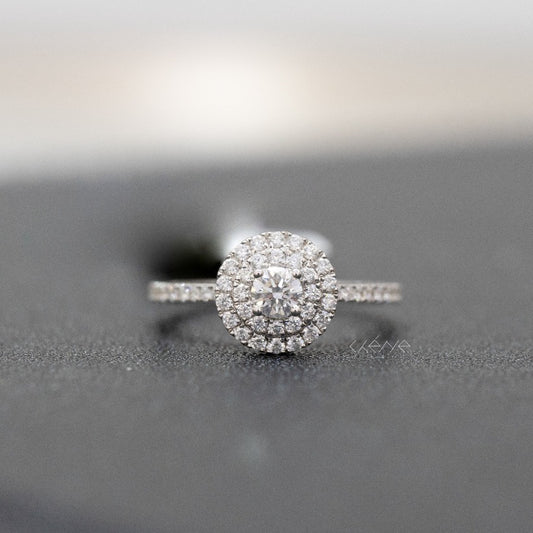 Round Shape Double Halo Diamond Ring