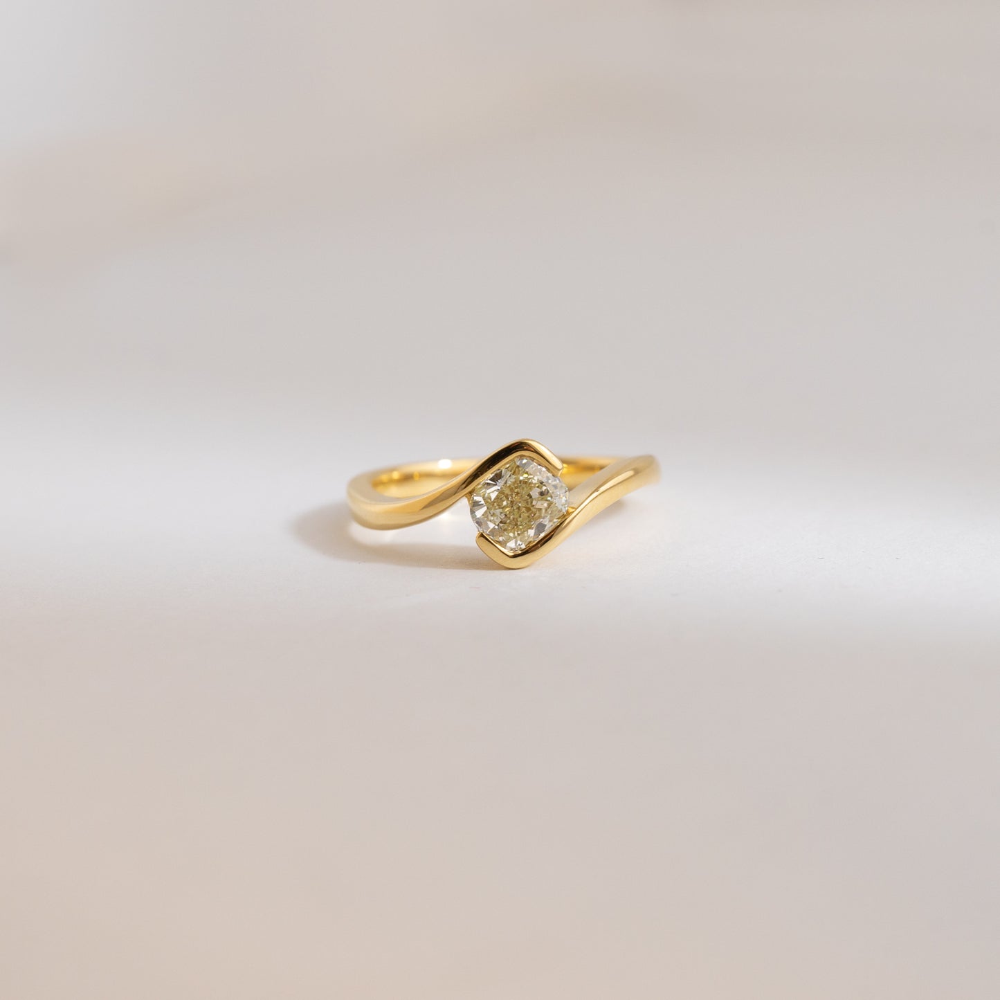 Cushion Cut Wavy Ring