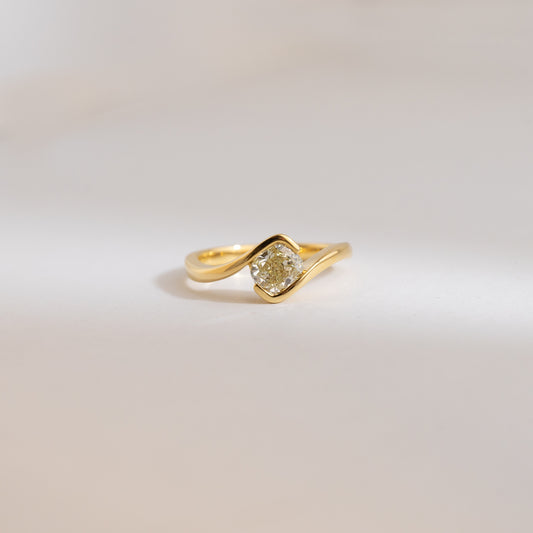 Cushion Cut Wavy Ring