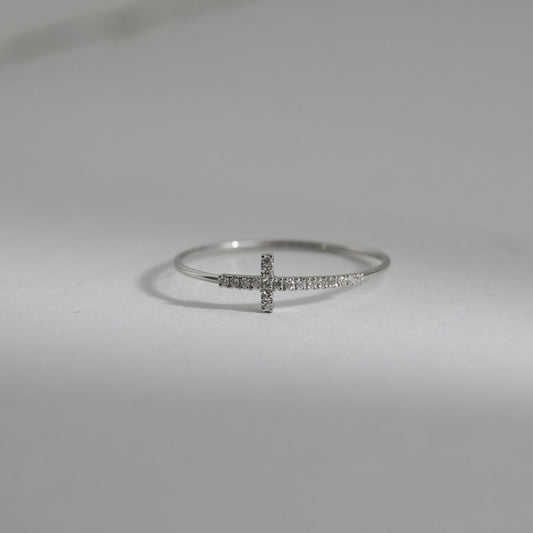 Minimalist Cross Diamond Ring