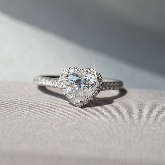 Lab Diamond Collection - 1ct Heart Shape Halo Diamond Ring