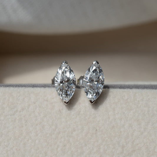 Lab Diamond Collection - 1ct Marquise Shape Solitaire Earrings