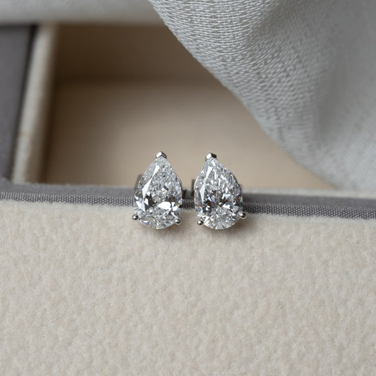 Lab Diamond Collection - 1ct Solitaire Pear Shape Earrings