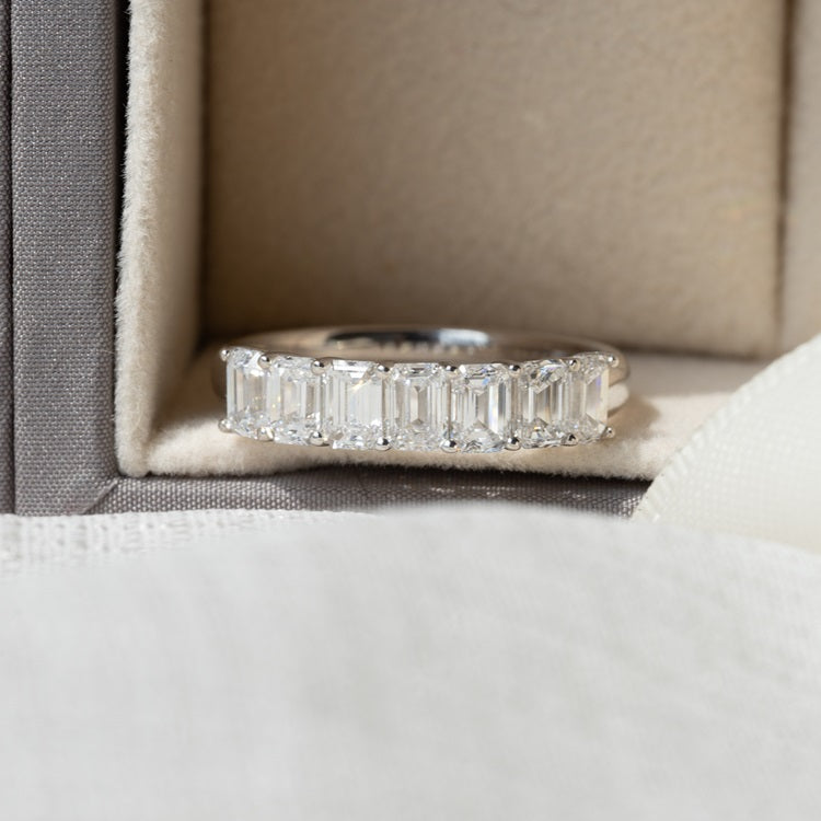 Lab Diamond Collection - 20pt Emerald Cut Eternity Ring / 培育鑽石系列 - 20分祖母綠切割鑽石半圍排戒