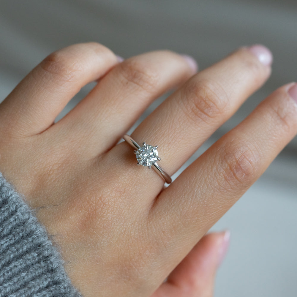 Lab Diamond Collection - 1ct Round Diamond Ring Six Prong Setting