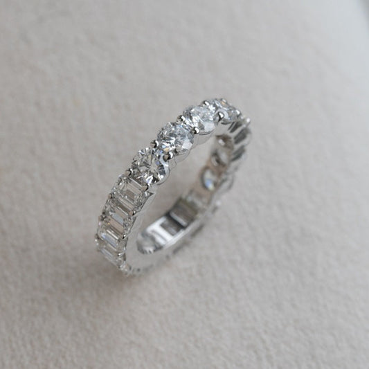Lab Diamond Collection - Emerald Cut Mix Round Full Eternity Diamond Band Ring