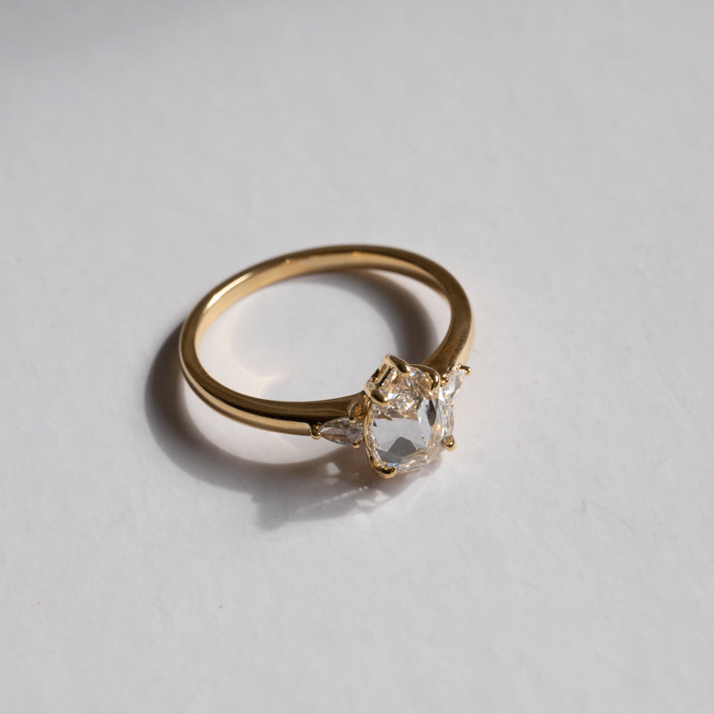 Lab Diamond Collection - Pear Shape Rose Cut Diamond Ring
