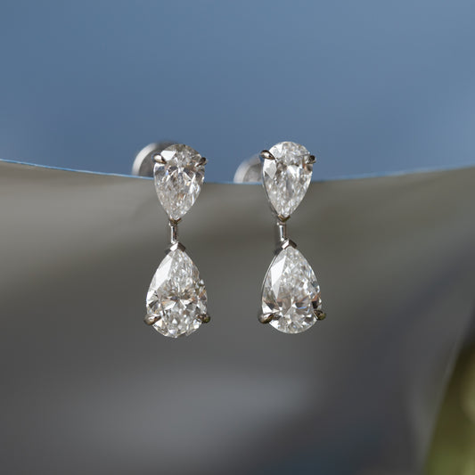 Lab Diamond Collection - Double Pear Earrings