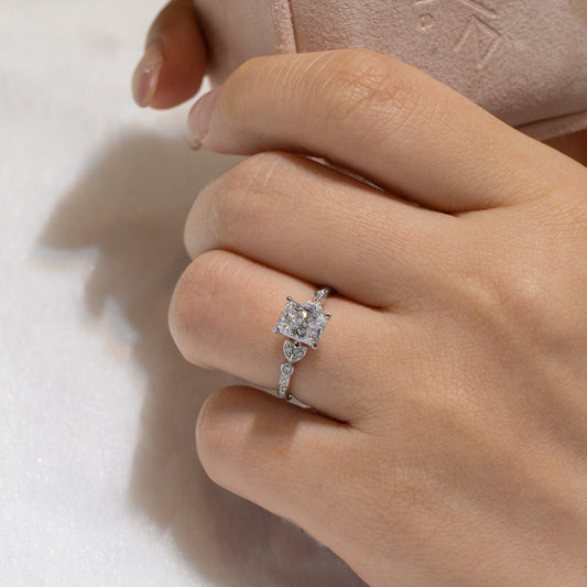 Lab Diamond Collection - 1ct Radiant Cut Diamond with Leafy Band
