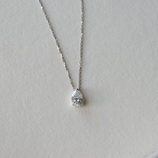 Dainty 30pt Pear Diamond Necklace