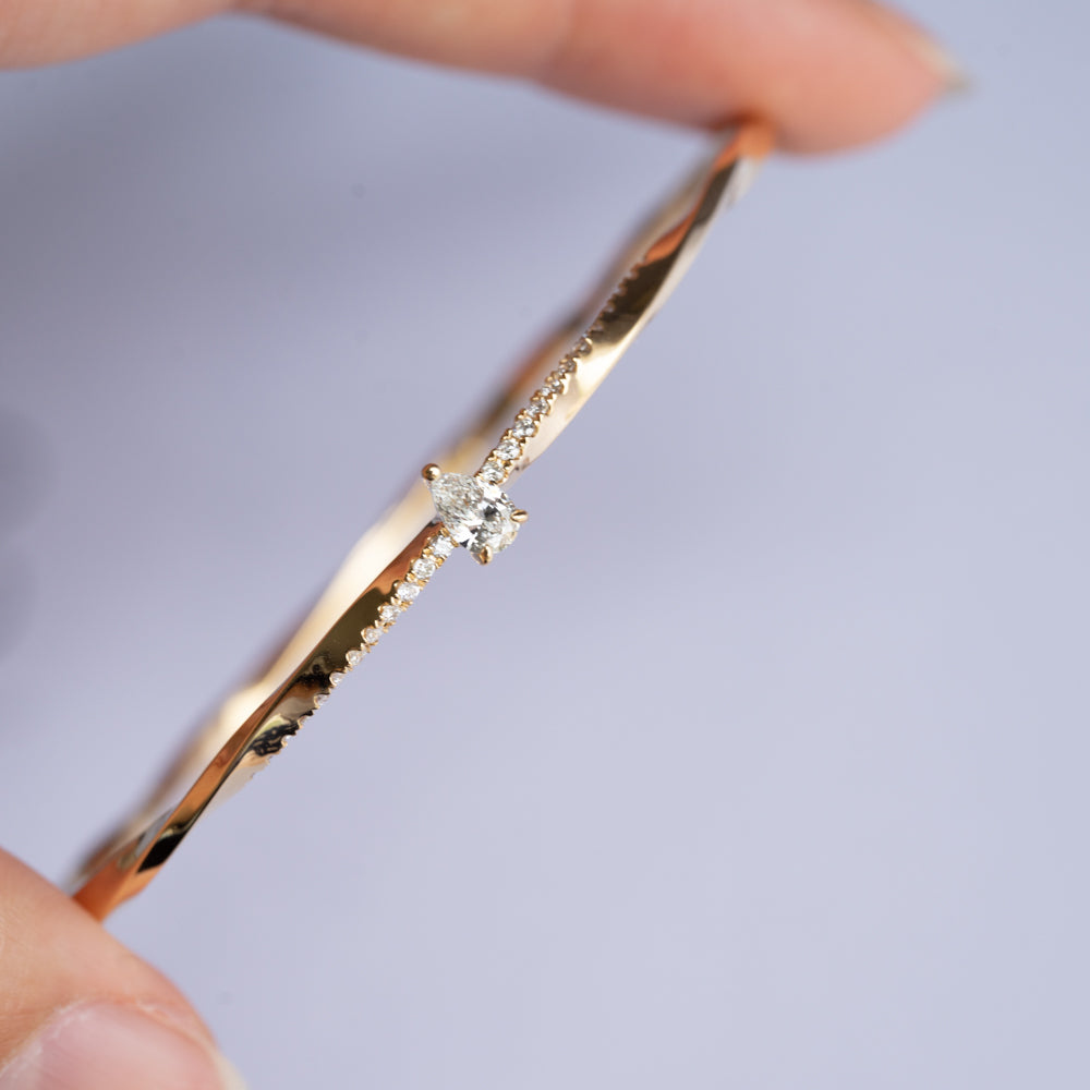 Twist Bangle with Pear Shape Diamond