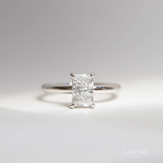 Lab Diamond Collection - 1ct Radiant Cut Diamond Ring with Hidden Halo