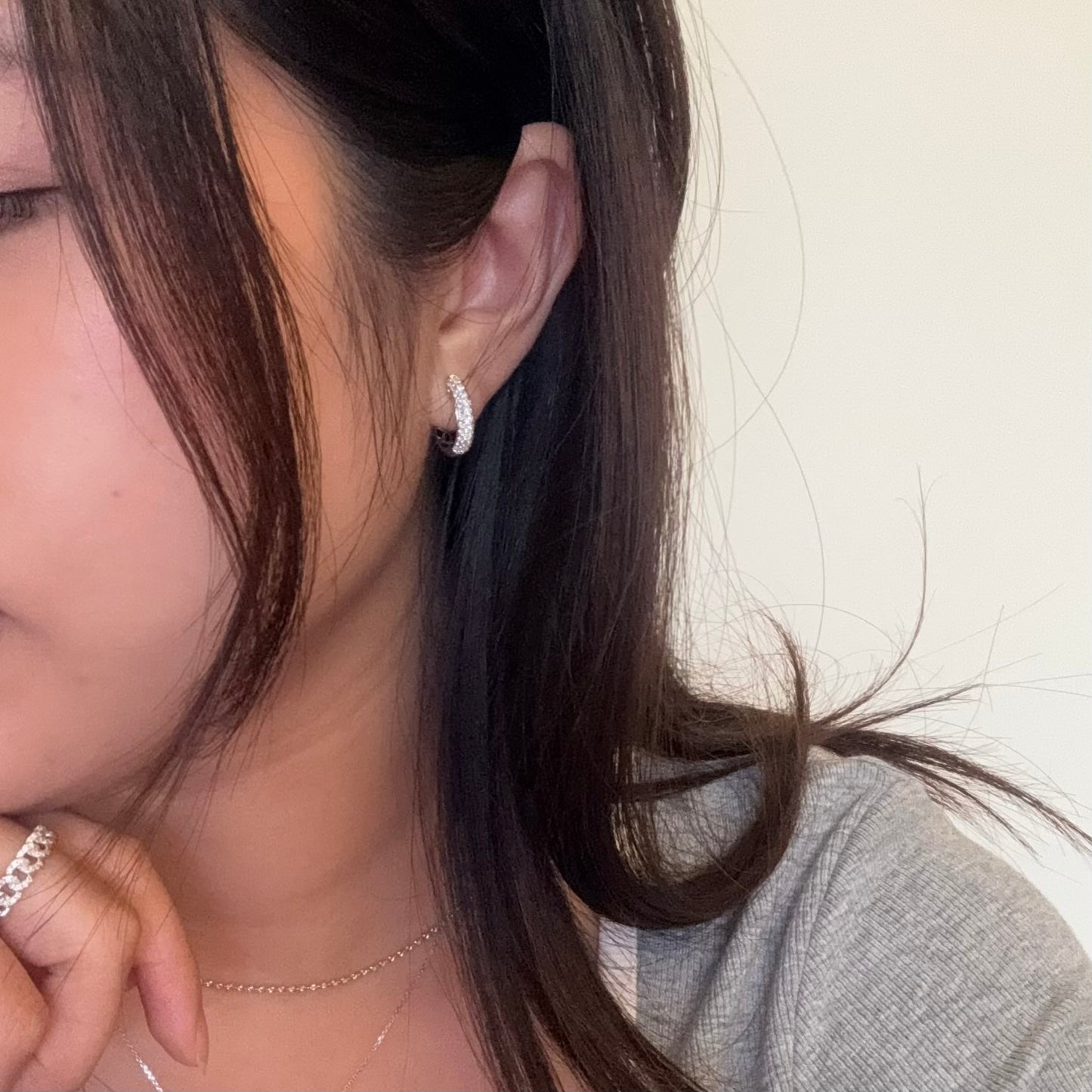 Pave Setting Diamond Hoop Earrings