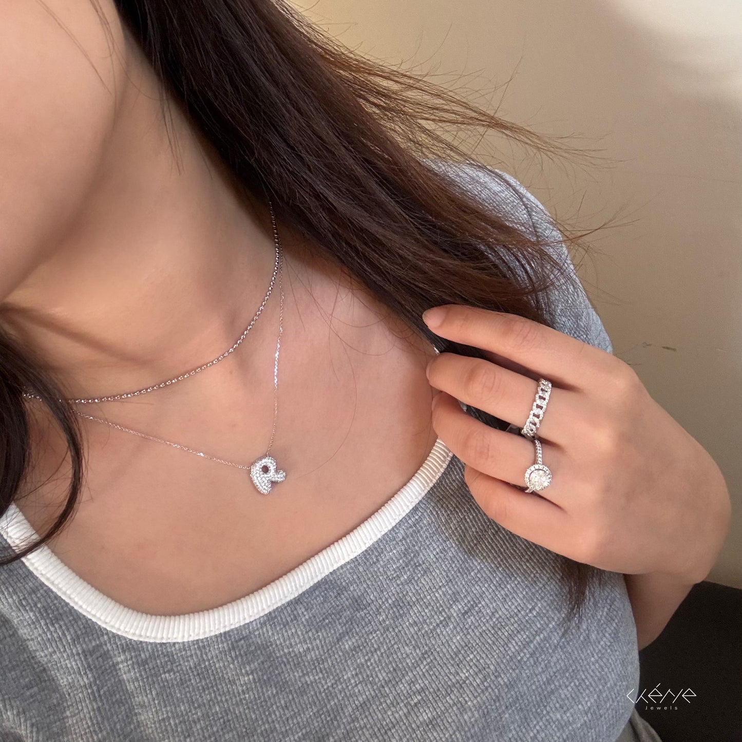 Bubble Initial Diamond Necklace 字母頸鏈 - Letter A - Z