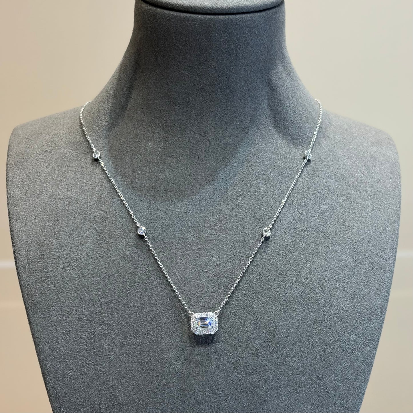 Lab Diamond Collection - Emerald Cut Halo Necklace