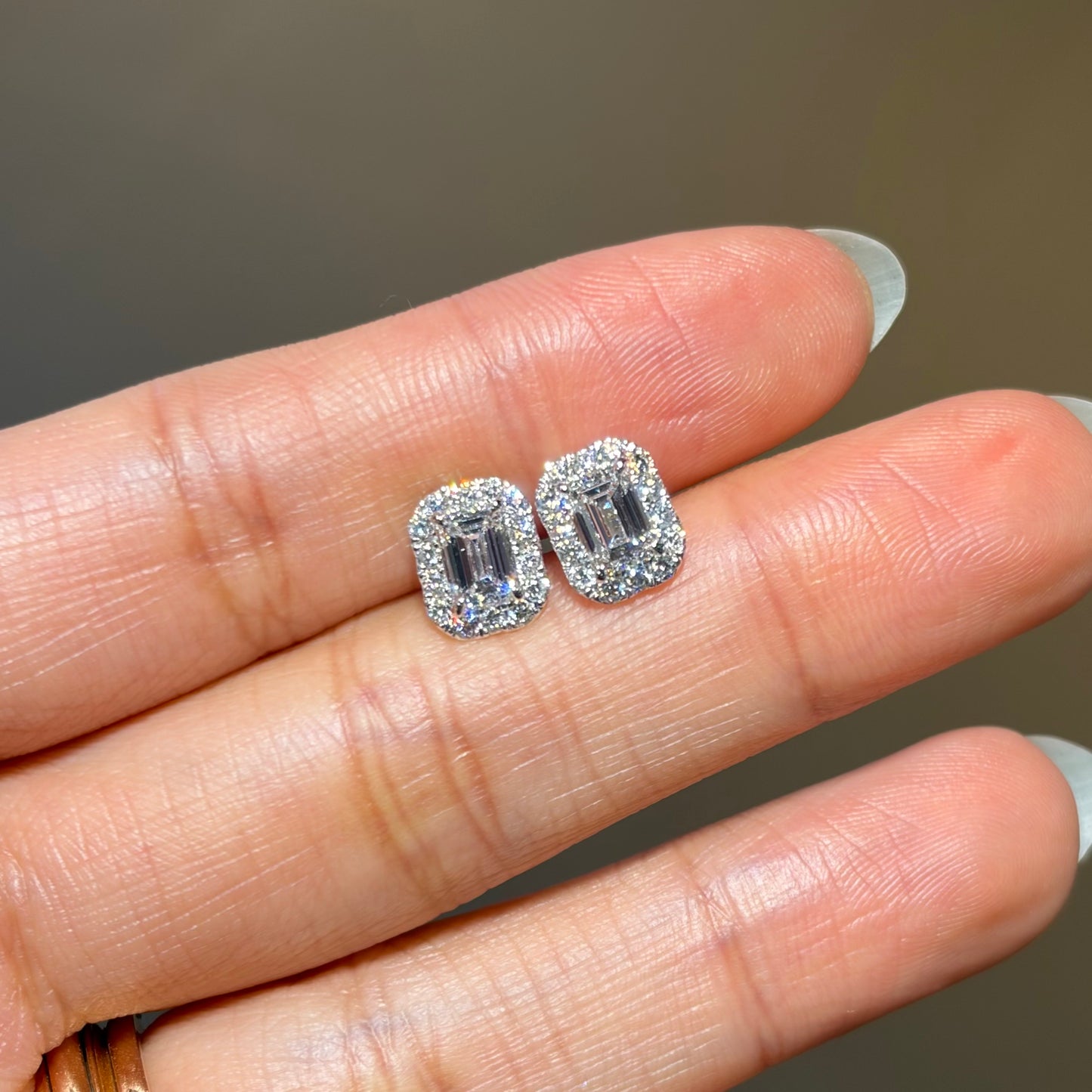 Lab Diamond Collection - Emerald Cut Halo Earrings