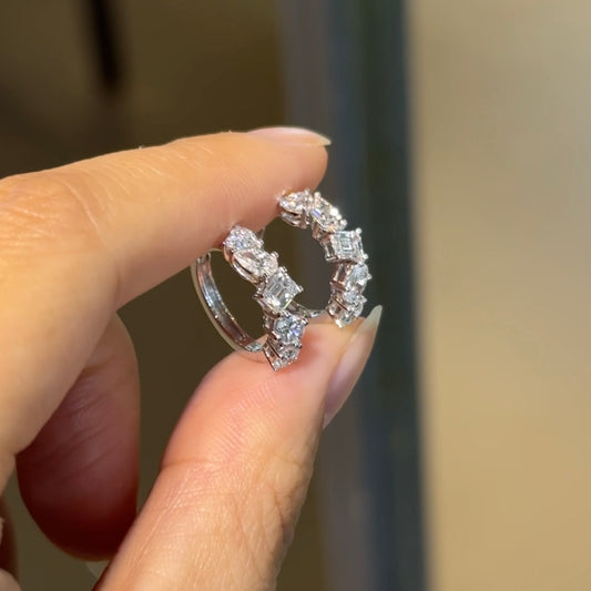 Multi Shape Fancy Cut Diamond Hoop Earrings