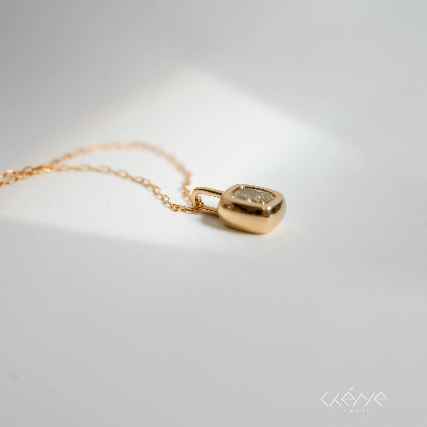 Cushion Cut Yellow Diamond in Bezel Set Necklace