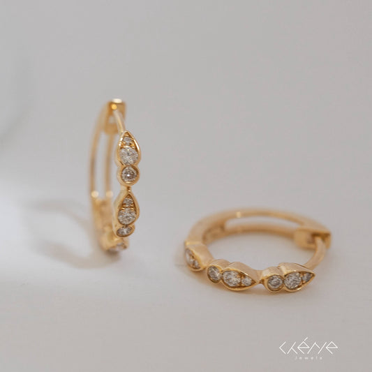 Mini Pear and Round Shape Illusion Setting Diamond Hoop