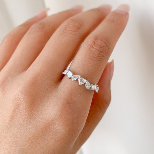 Multi Fancy Shape Diamond Eternity Band - Heart, Pear, Baguette, Marquise